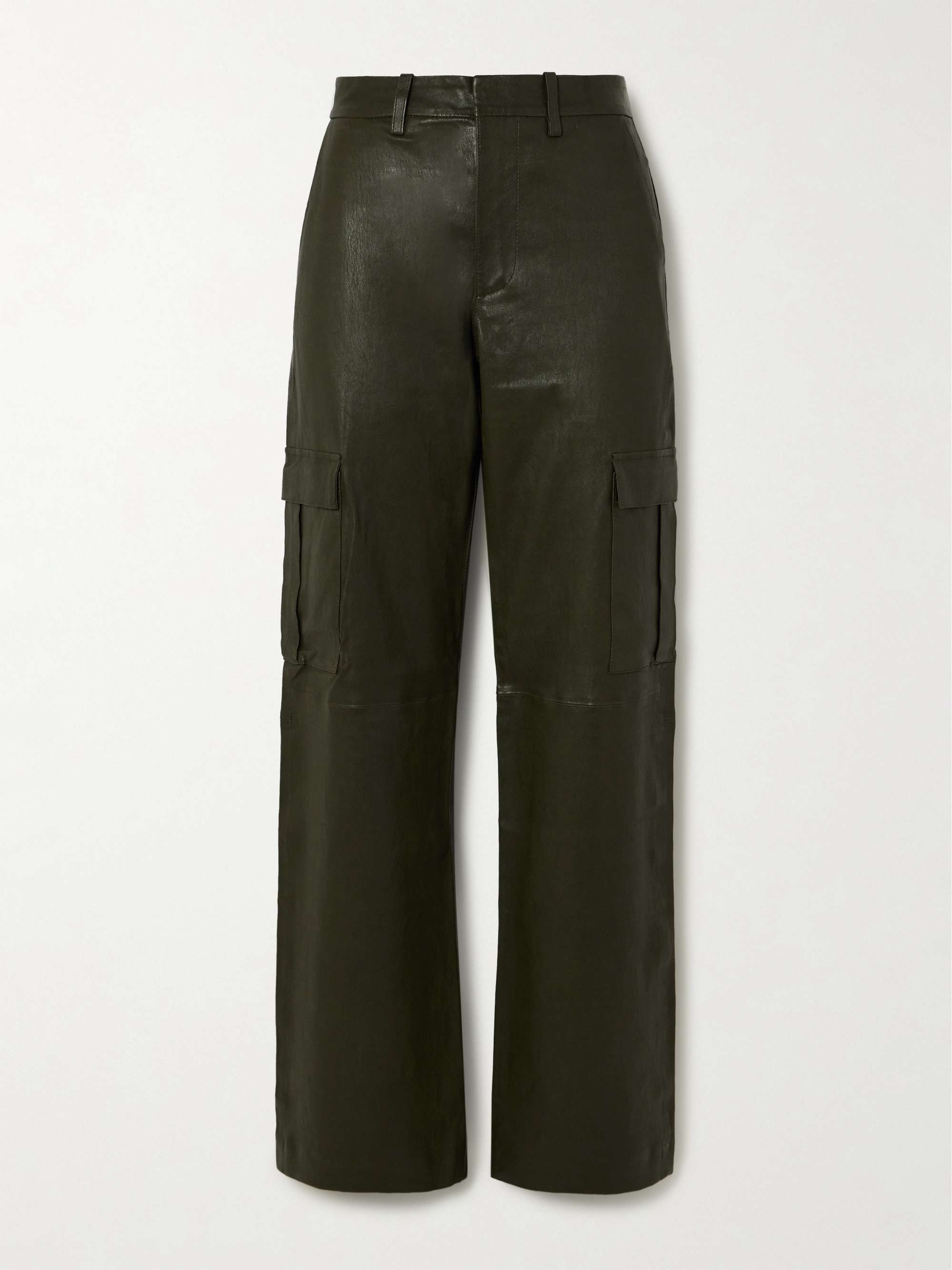YEXPINE Women's Faux Leather Cargo Pants Baggy High Waist