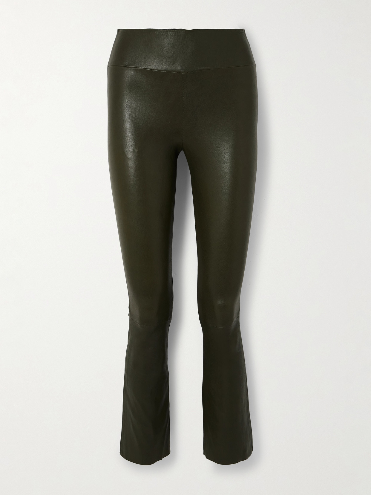 Sprwmn Leather Flared Pants In Green