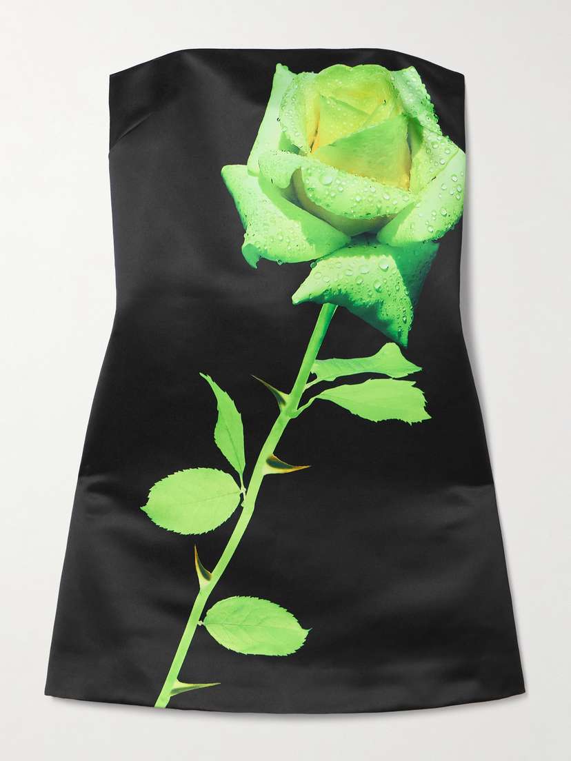 David Koma Strapless Floral-print Duchesse-satin Mini Dress - UK 12