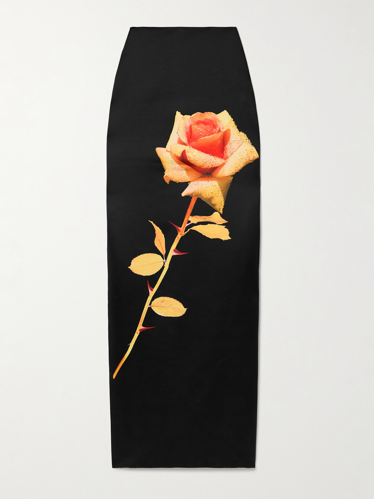 David Koma - Floral-print Duchesse-satin Maxi Skirt - Black