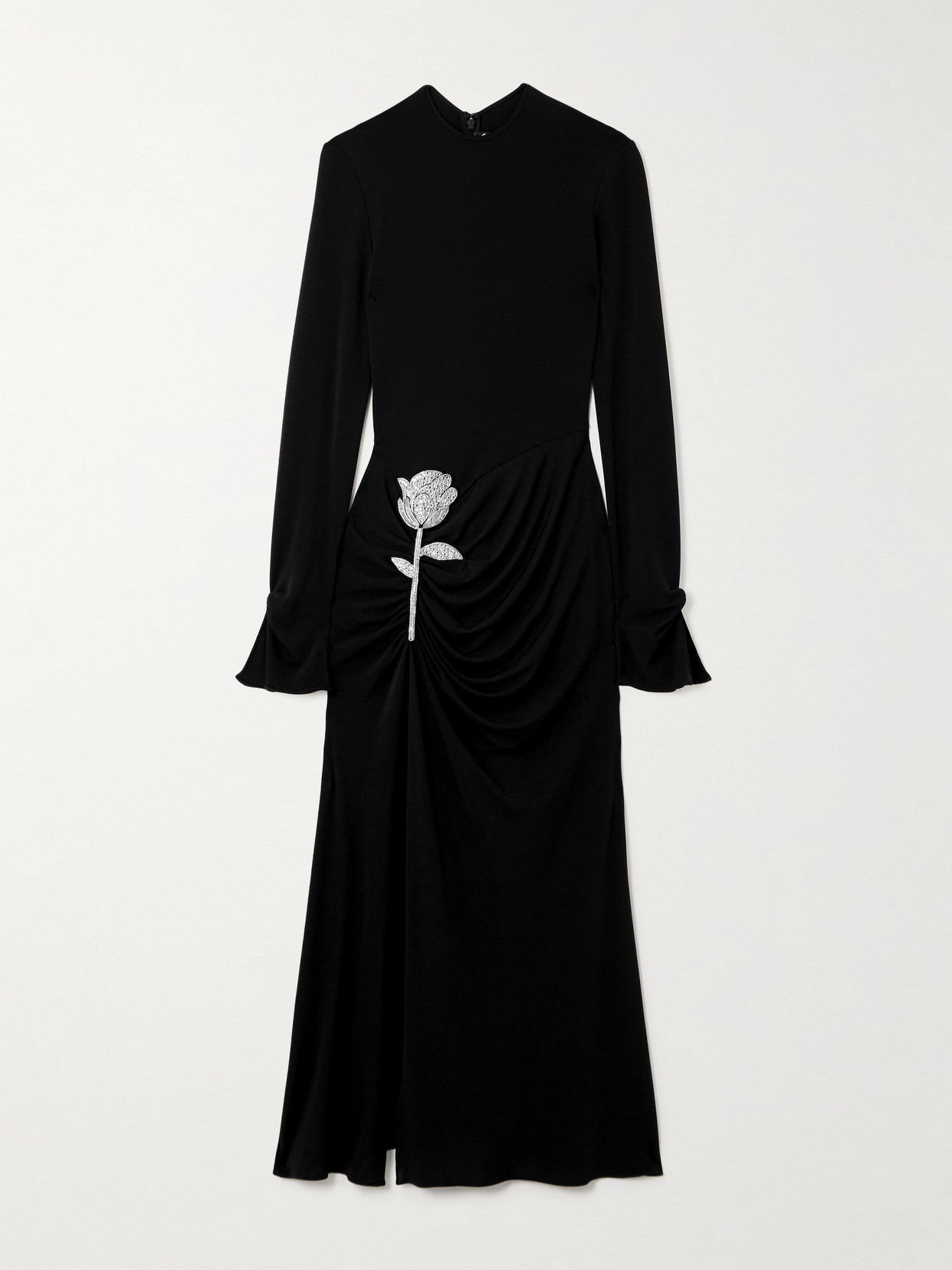 David Koma Crystal-embellished Crepe Midi Dress In Black