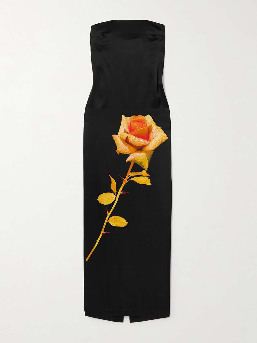 David Koma Strapless Floral-print Silk-satin Gown -  - UK 10