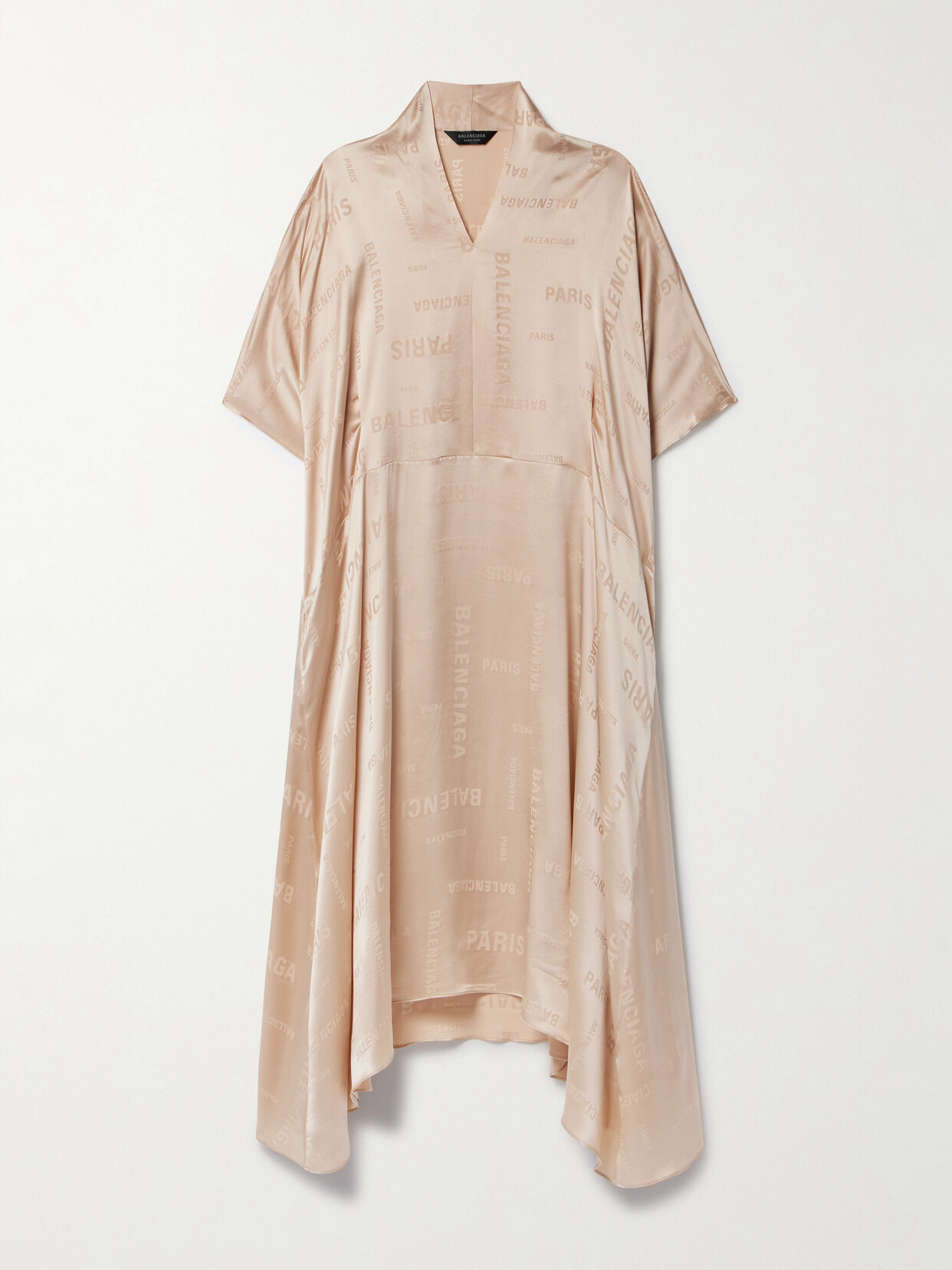 Balenciaga Oversized Asymmetric Silk-jacquard Midi Dress In Neutrals