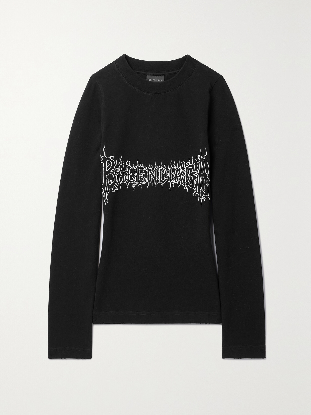 Balenciaga - Printed Stretch-cotton Jersey Top - Black