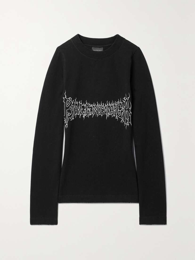 Balenciaga Printed Stretch-cotton Jersey Top