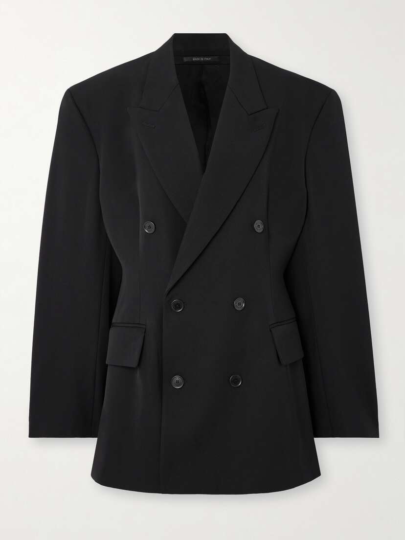 Balenciaga Barathea Double-breasted Grain De Poudre Wool Blazer