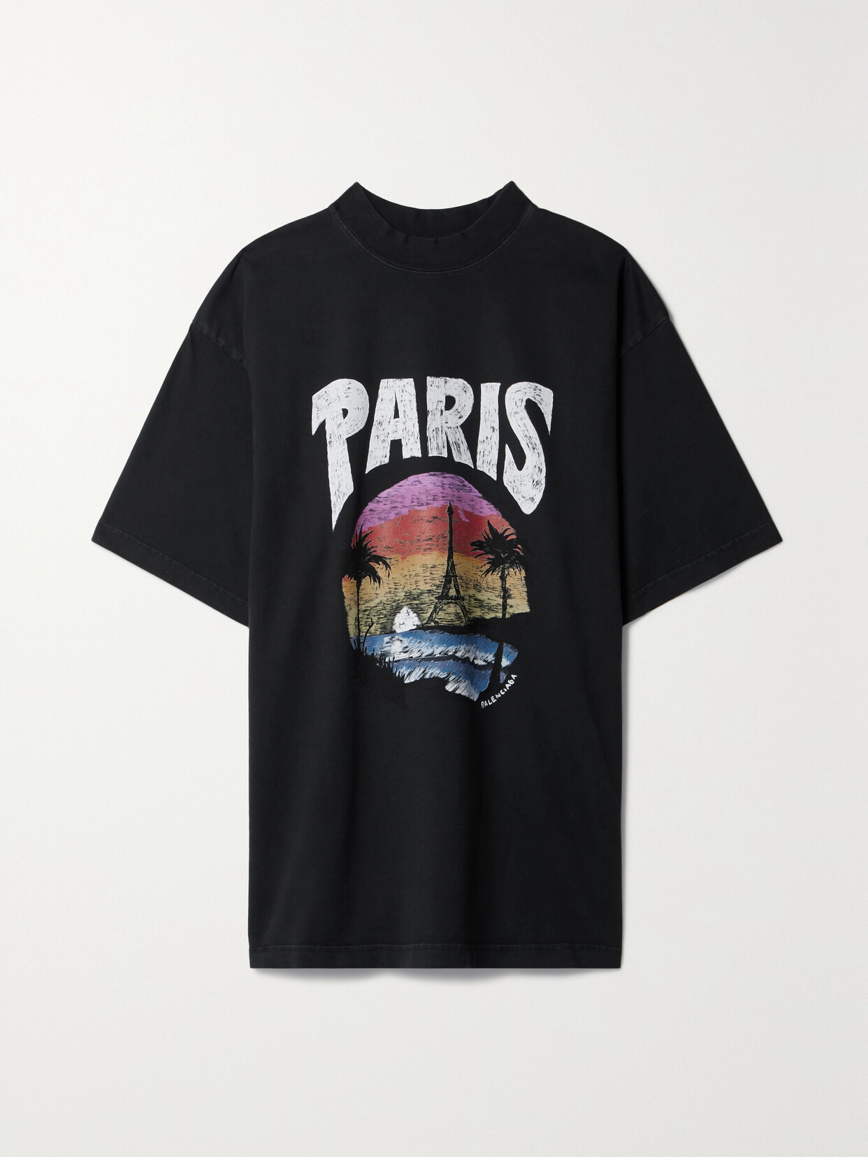 Balenciaga Printed Cotton-jersey T-shirt In Black