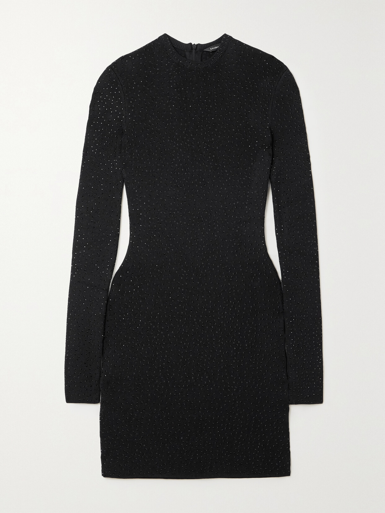Balenciaga Crystal-embellished Stretch-knit Mini Dress - Black