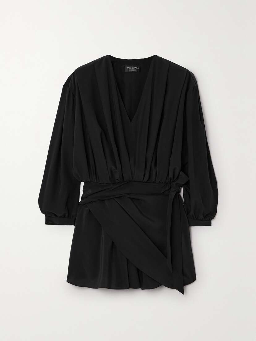 Balenciaga Draped Wrap-effect Silk Crepe De Chine Mini Dress