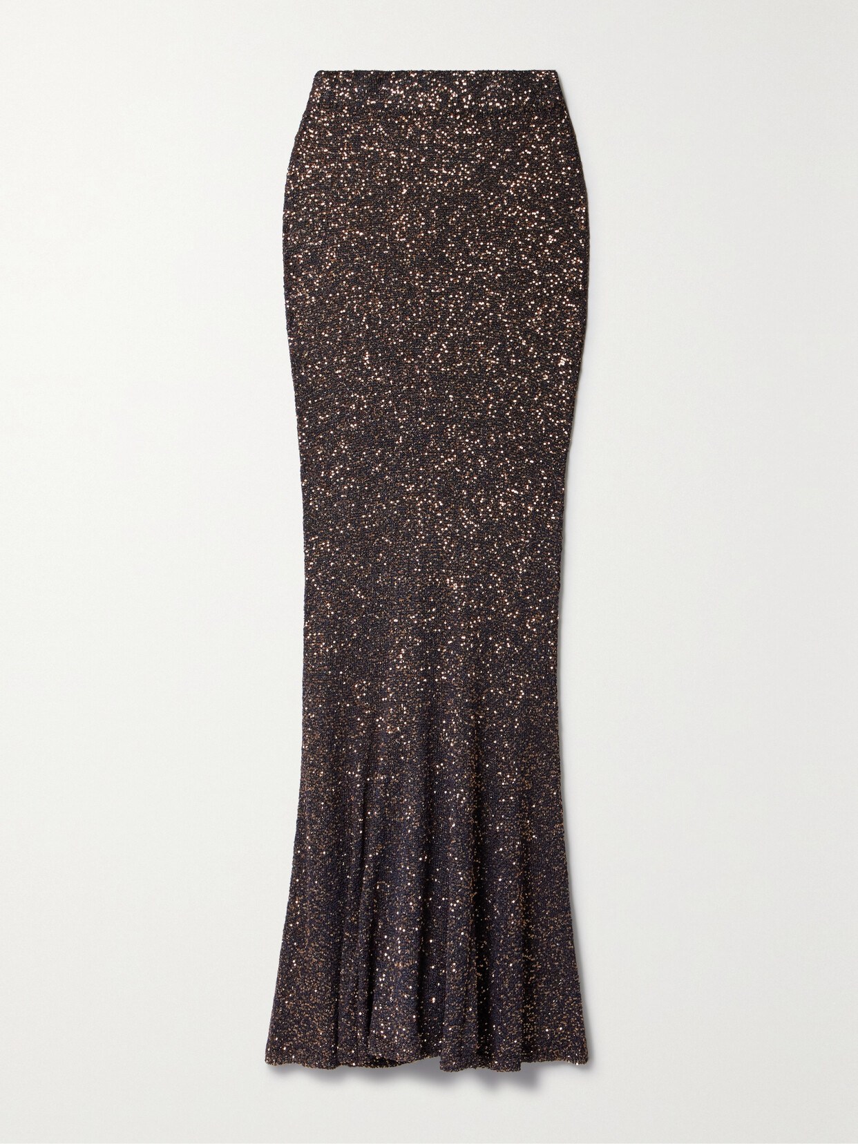 Shop Balenciaga Sequined Stretch-knit Maxi Skirt In Brown