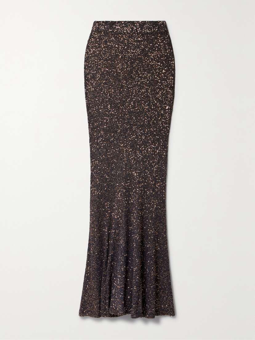 Balenciaga Sequined Stretch-knit Maxi Skirt