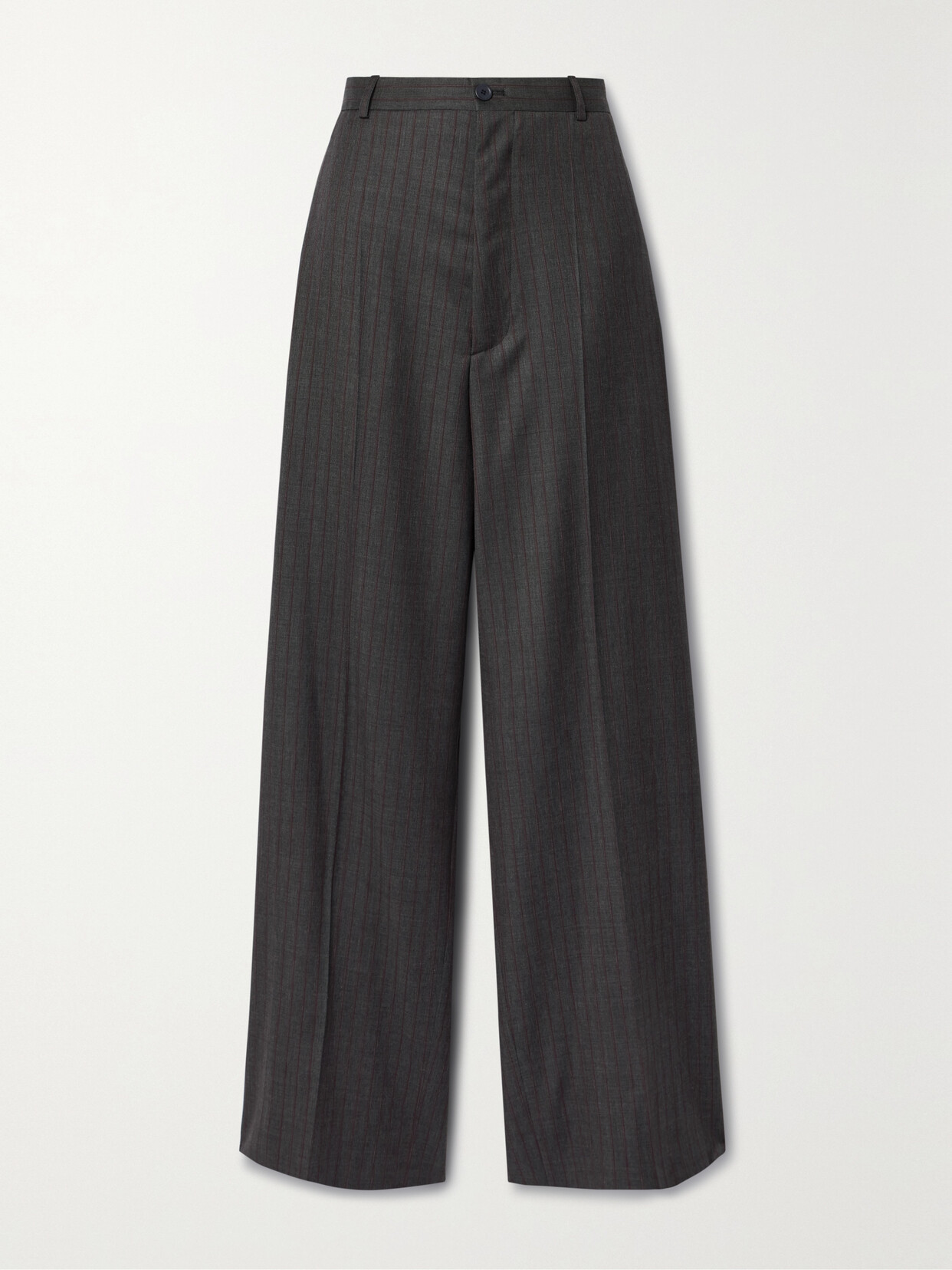 Balenciaga Striped Wool Pants - Gray
