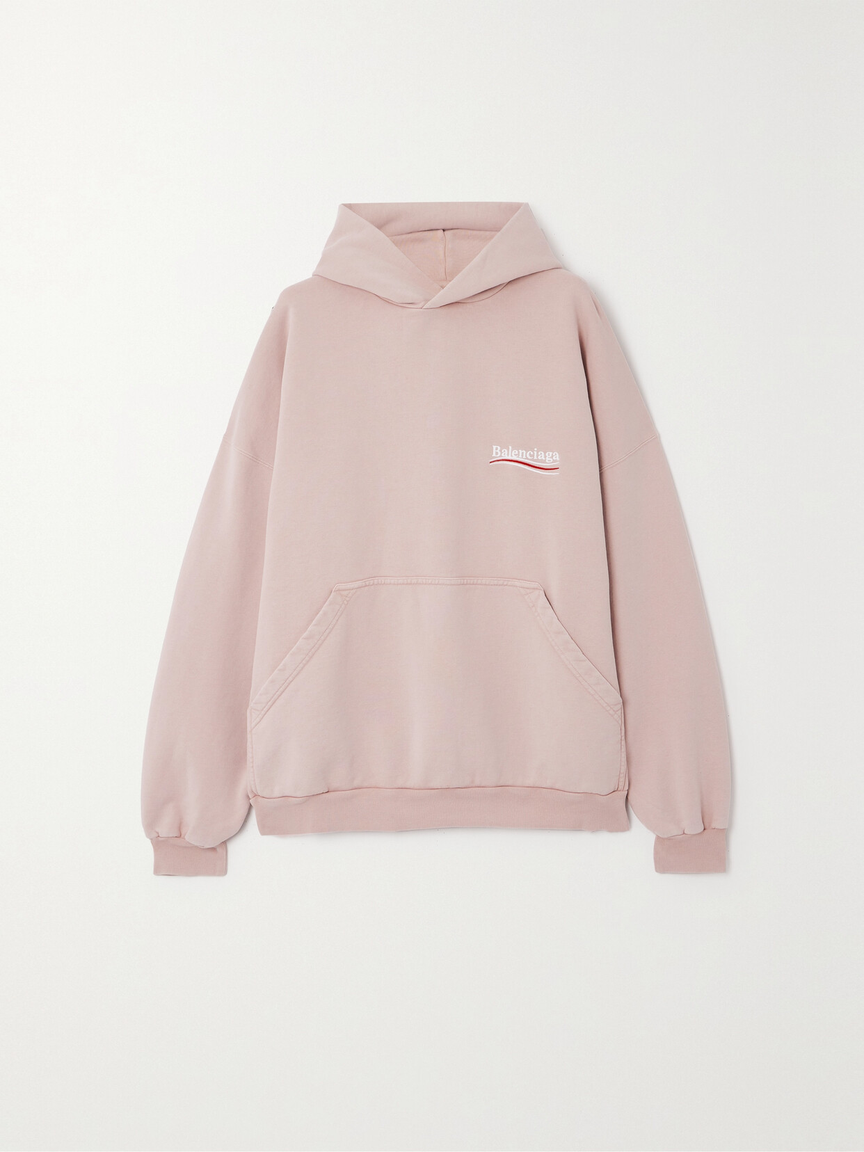 Balenciaga Logo-embroidered Cotton-jersey Hoodie In Pink