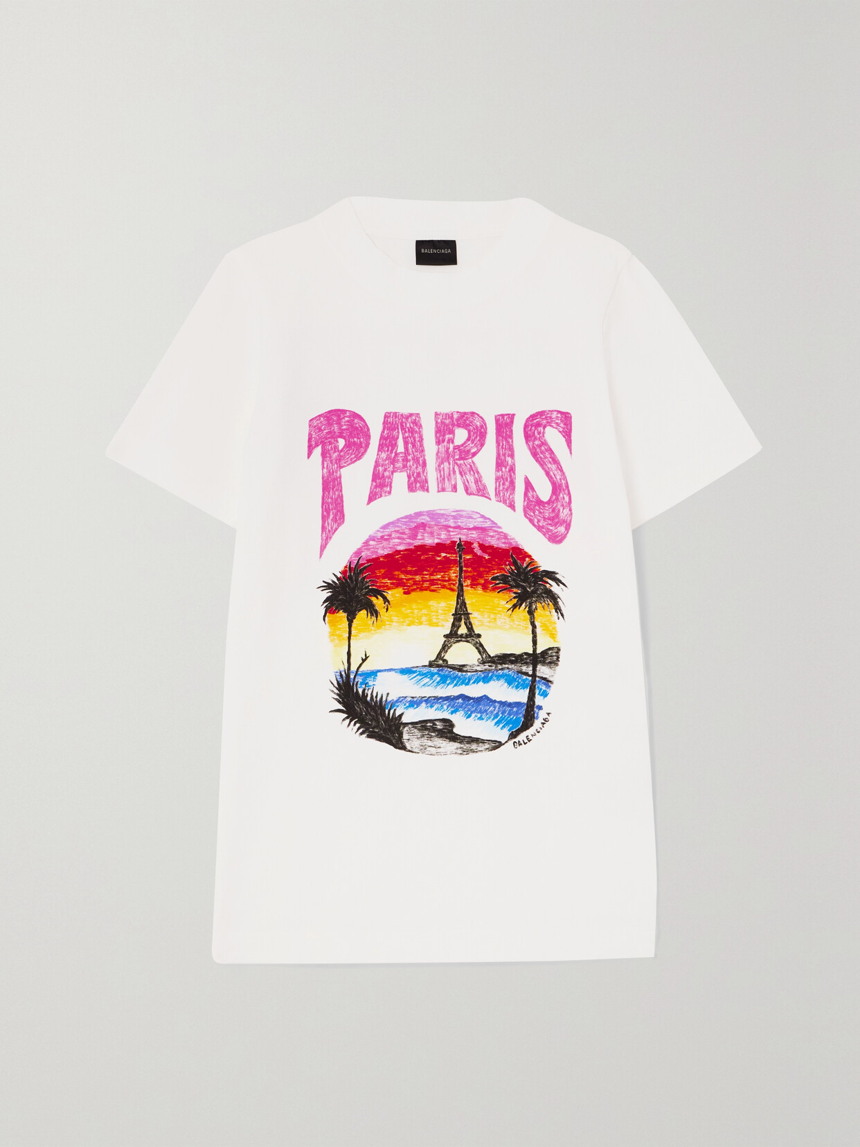 Shop Balenciaga Printed Cotton-jersey T-shirt In White