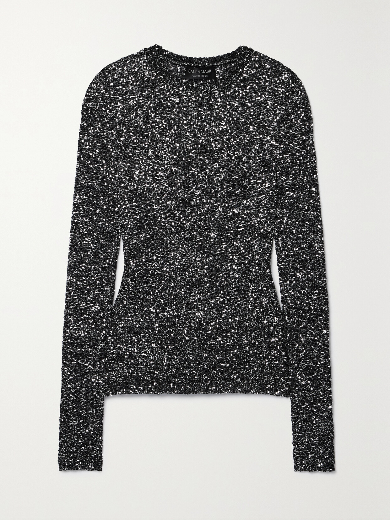 Balenciaga Sequined Stretch-knit Sweater In Black