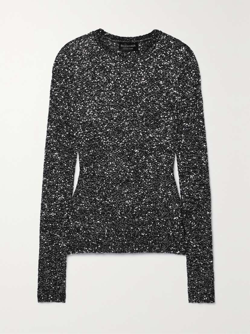 Balenciaga Sequined Stretch-knit Sweater