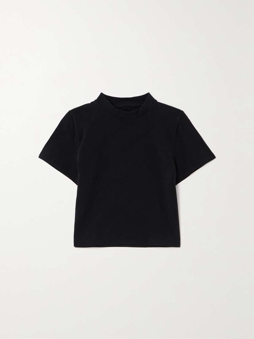 Balenciaga Cropped tretch Jacquard tretch-knit T-shirt