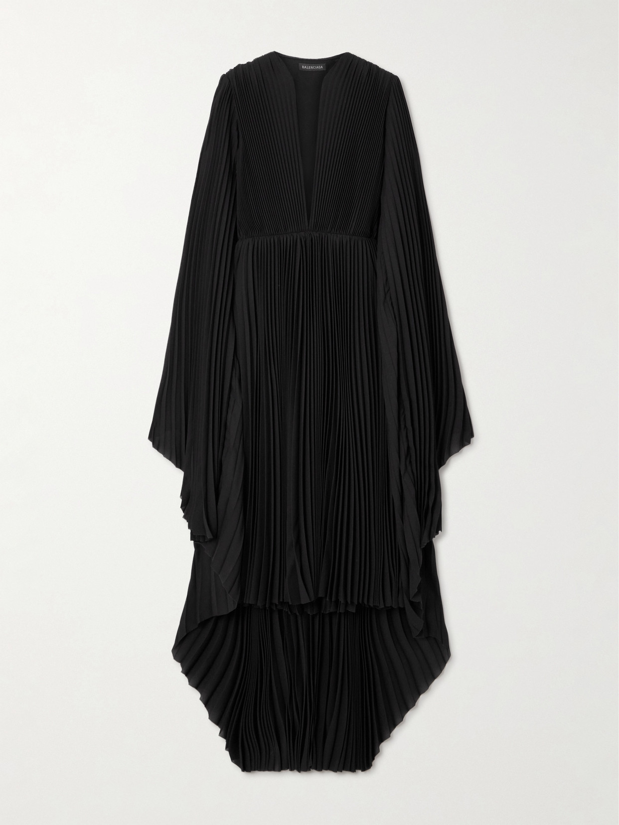 Shop Balenciaga Ruffled Plissé-crepe Maxi Dress In Black