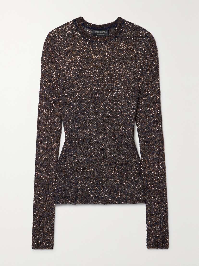 Balenciaga Sequined Stretch-knit Sweater
