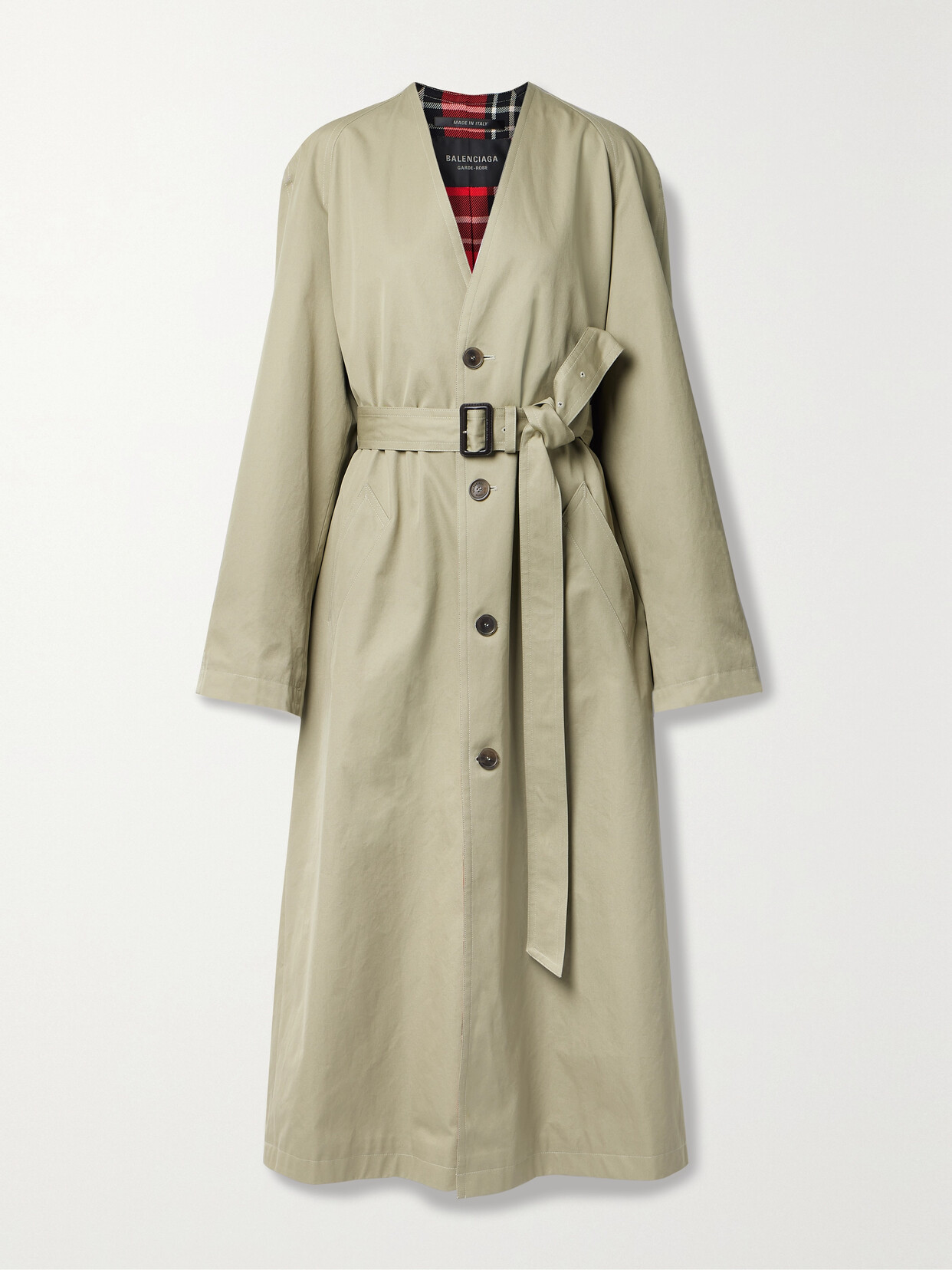 Balenciaga Oversized Belted Cotton-drill Trench Coat In Neutrals