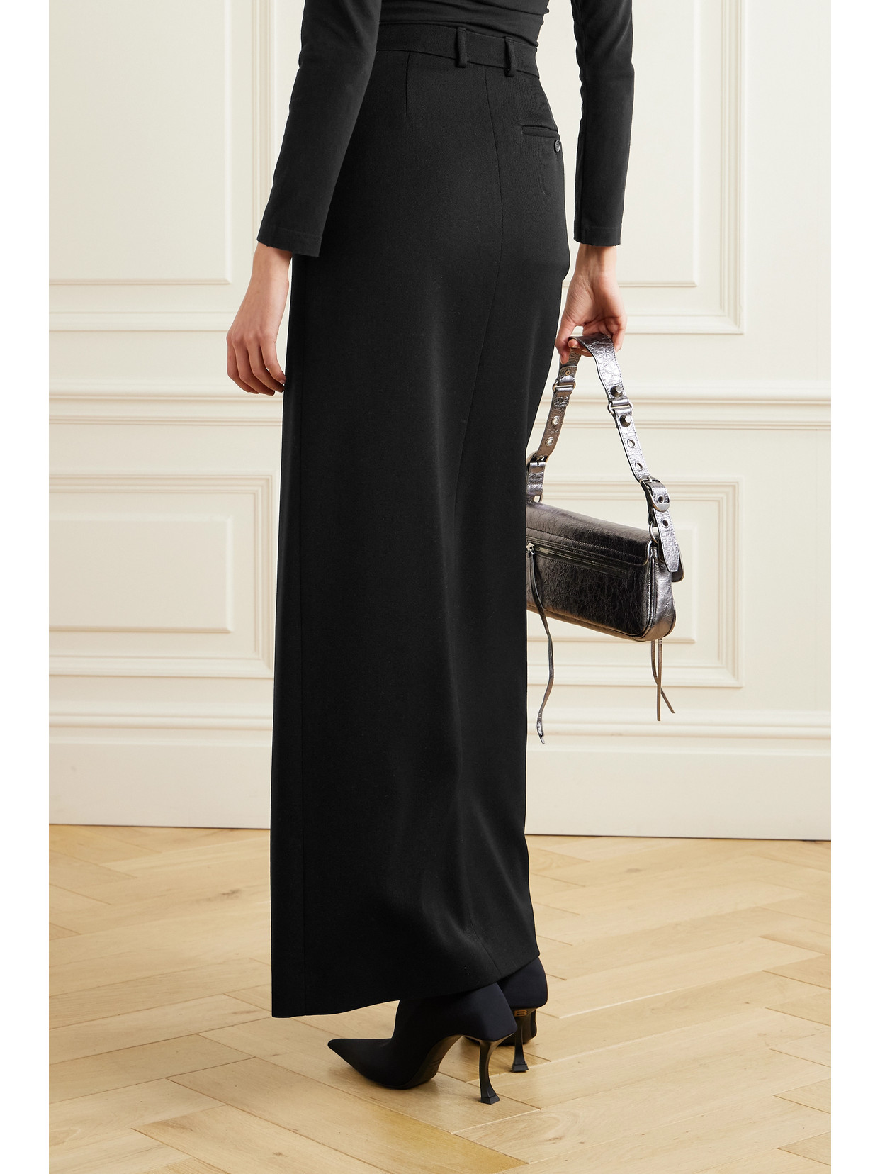 Wrap-Effect Wool-Gabardine Maxi