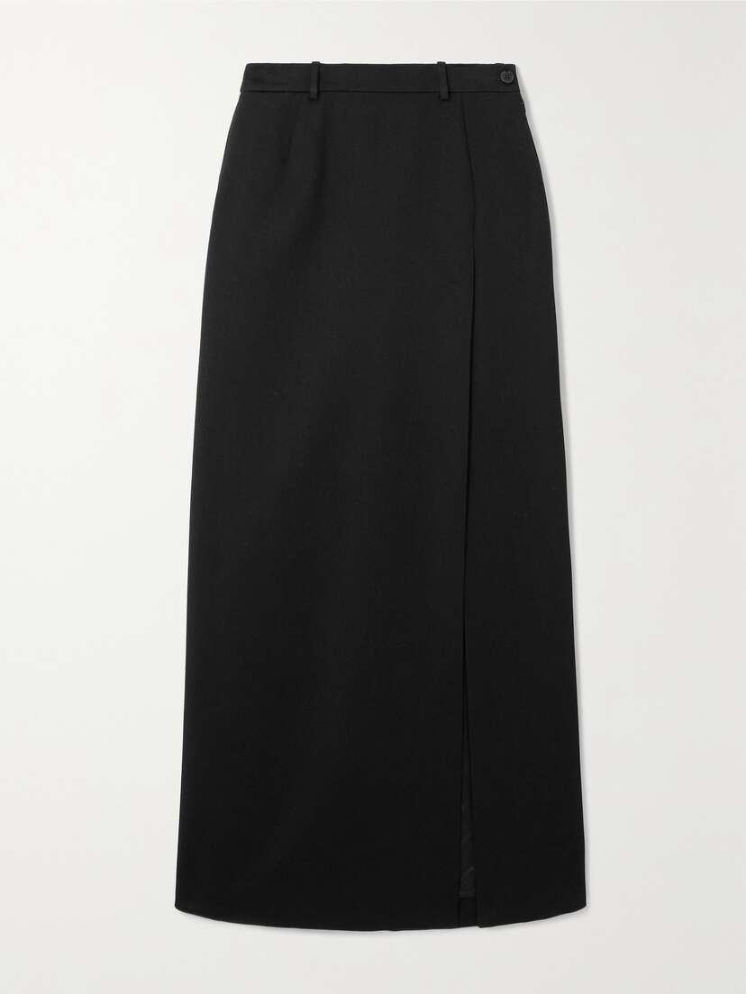 Balenciaga Wrap-effect Wool-gabardine Maxi Skirt