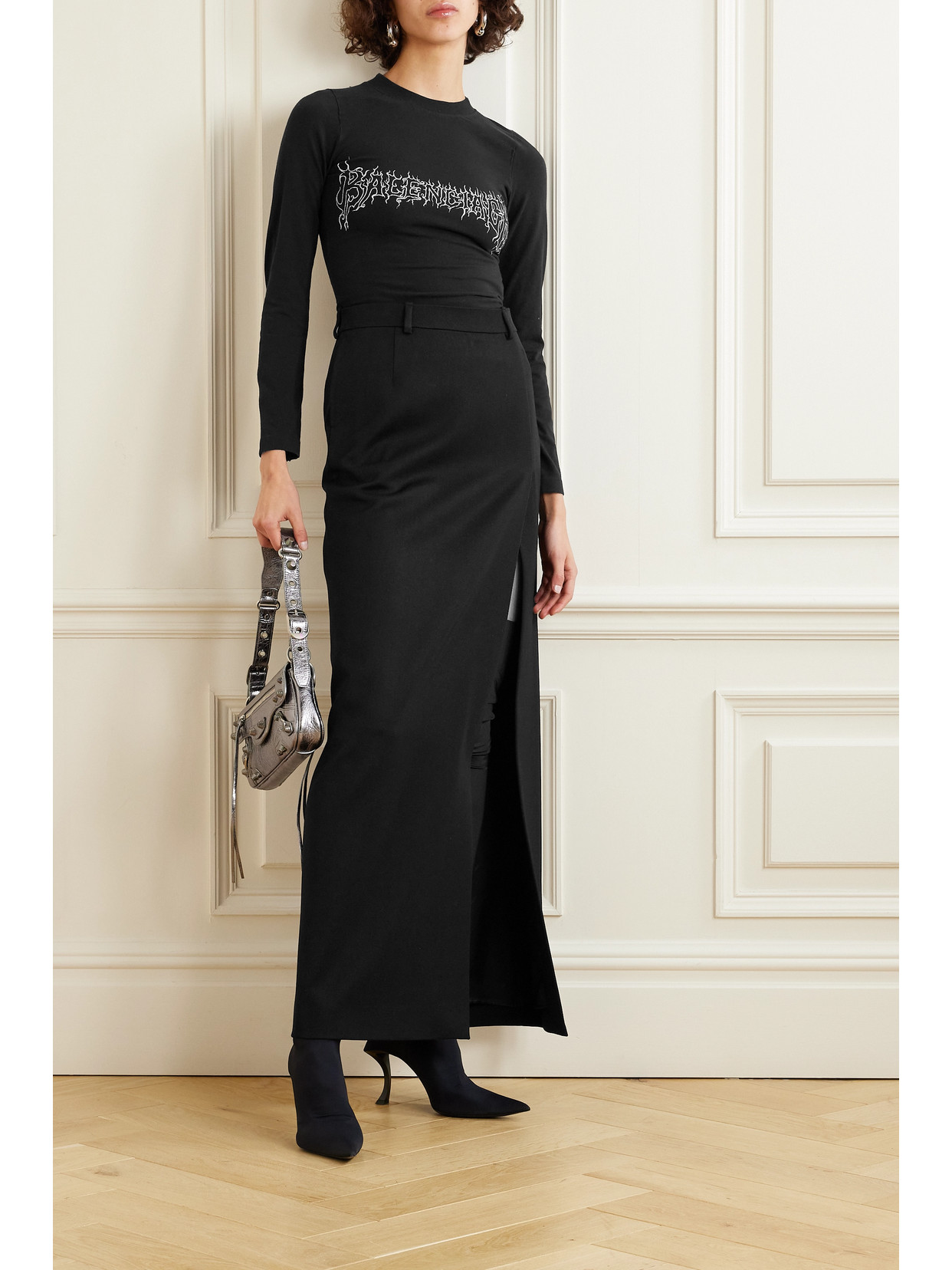 Wrap-Effect Wool-Gabardine Maxi