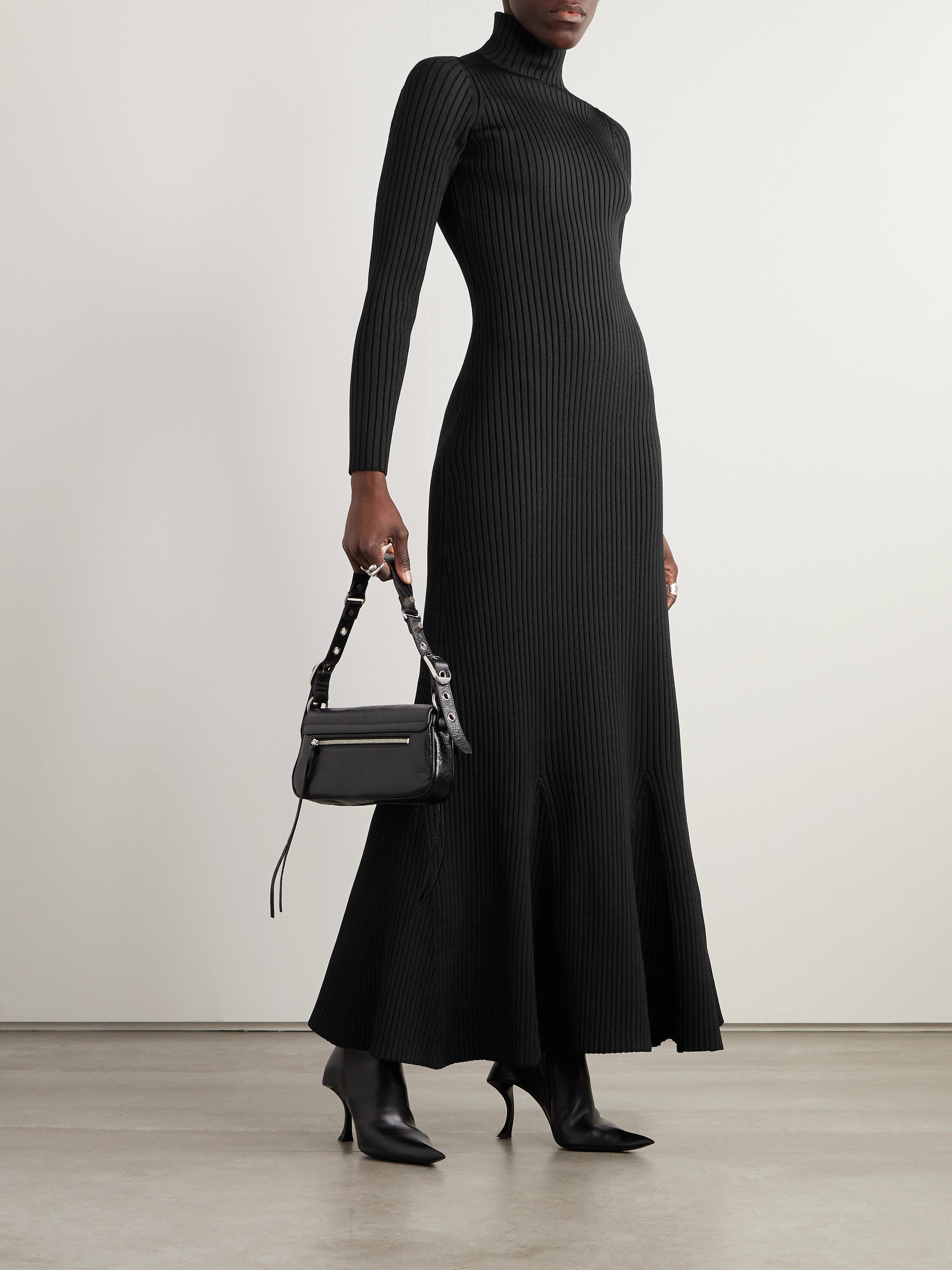 Balenciaga Turtleneck ribbed silk-blend maxi dress
