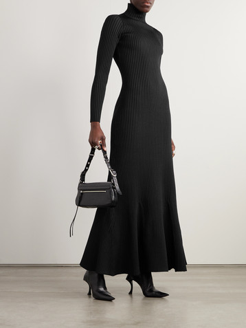 Balenciaga Turtleneck ribbed silk-blend maxi dress