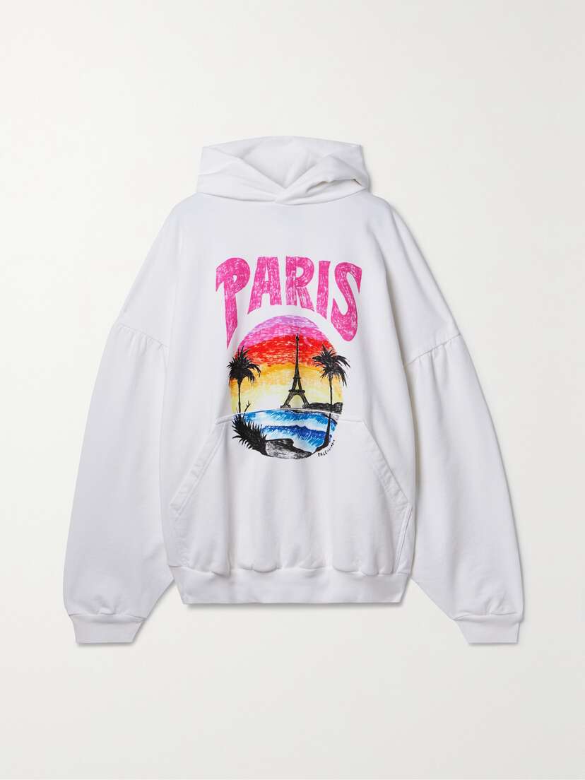 Balenciaga Oversized Printed Cotton-jersey Hoodie
