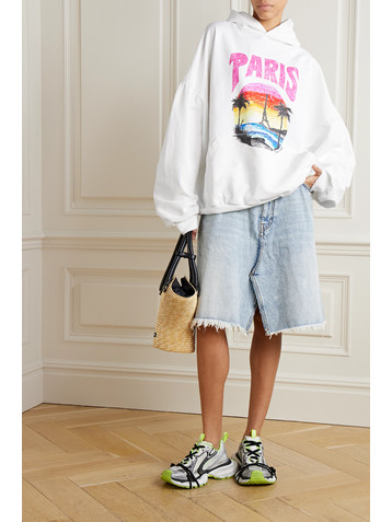 Balenciaga Oversized printed cotton-jersey hoodie