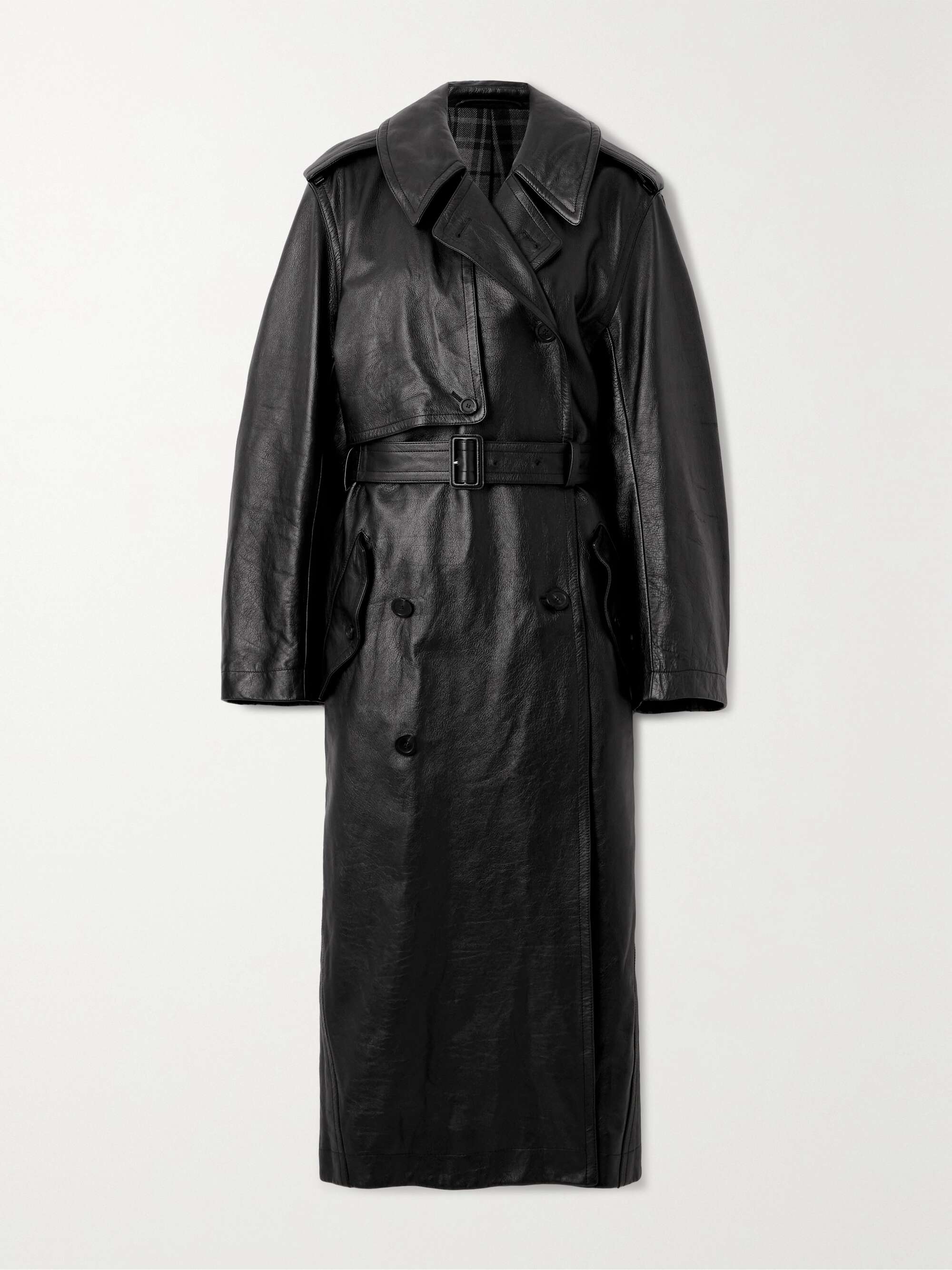 BALENCIAGA Cocoon double-breasted belted leather trench | NET-A-PORTER