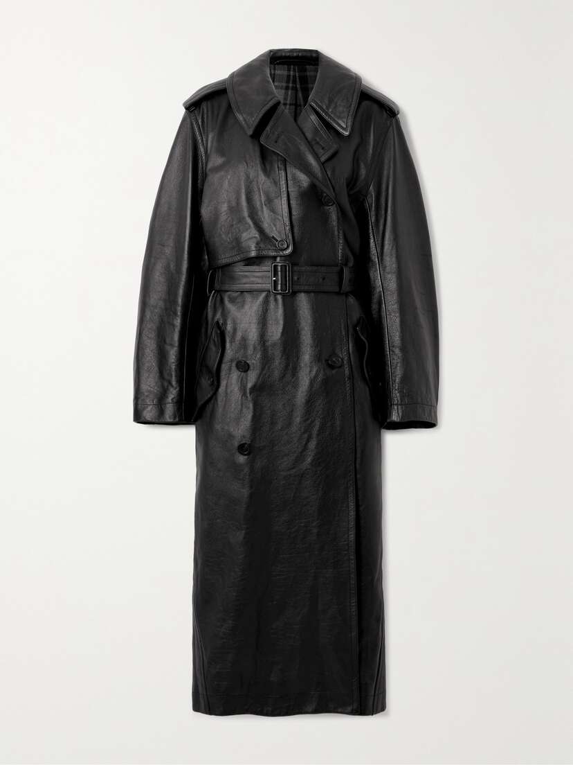Balenciaga Cocoon Double-breasted Belted Leather Trench