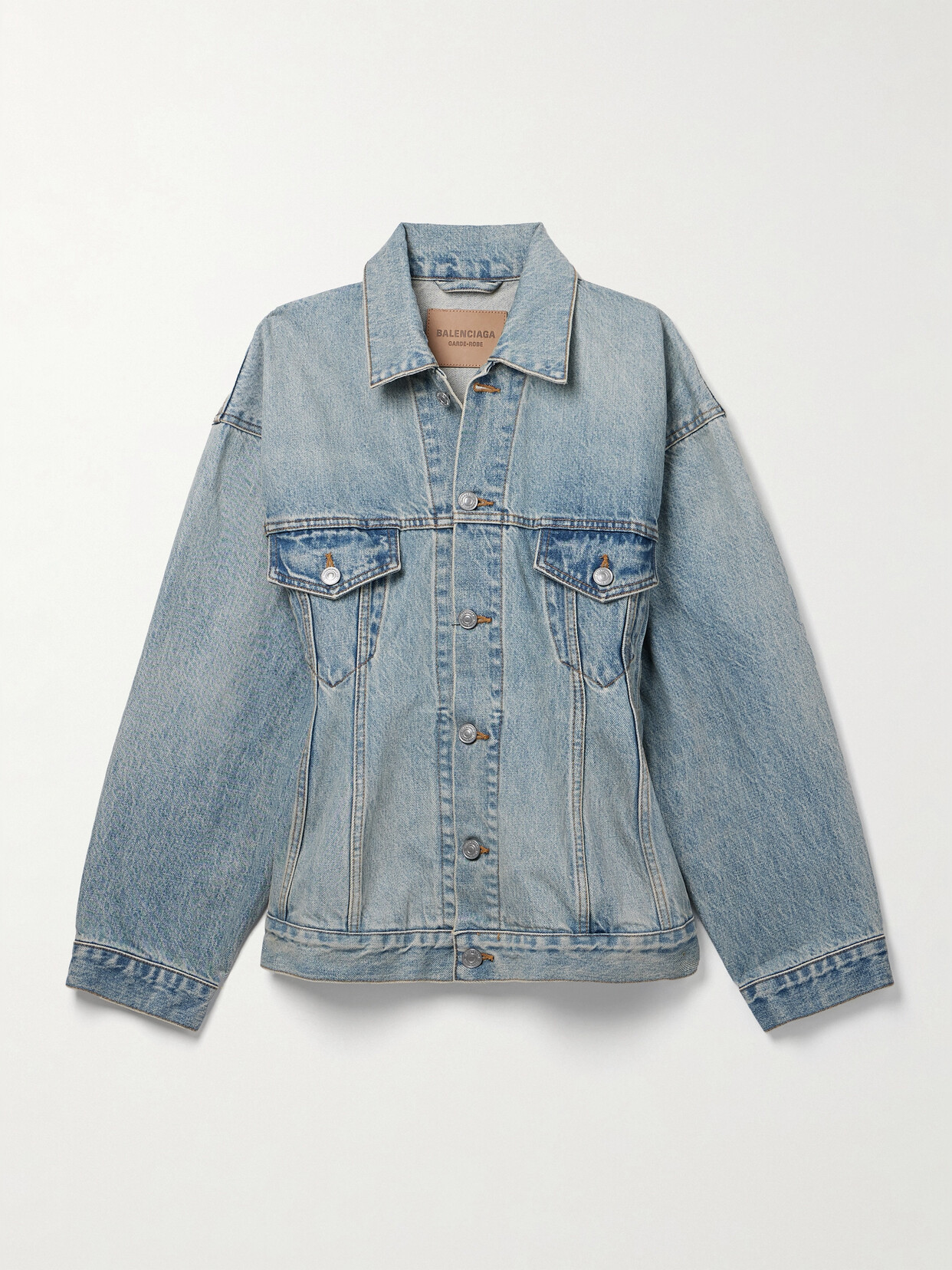 Balenciaga Hourglass Oversized Denim Jacket In Blue