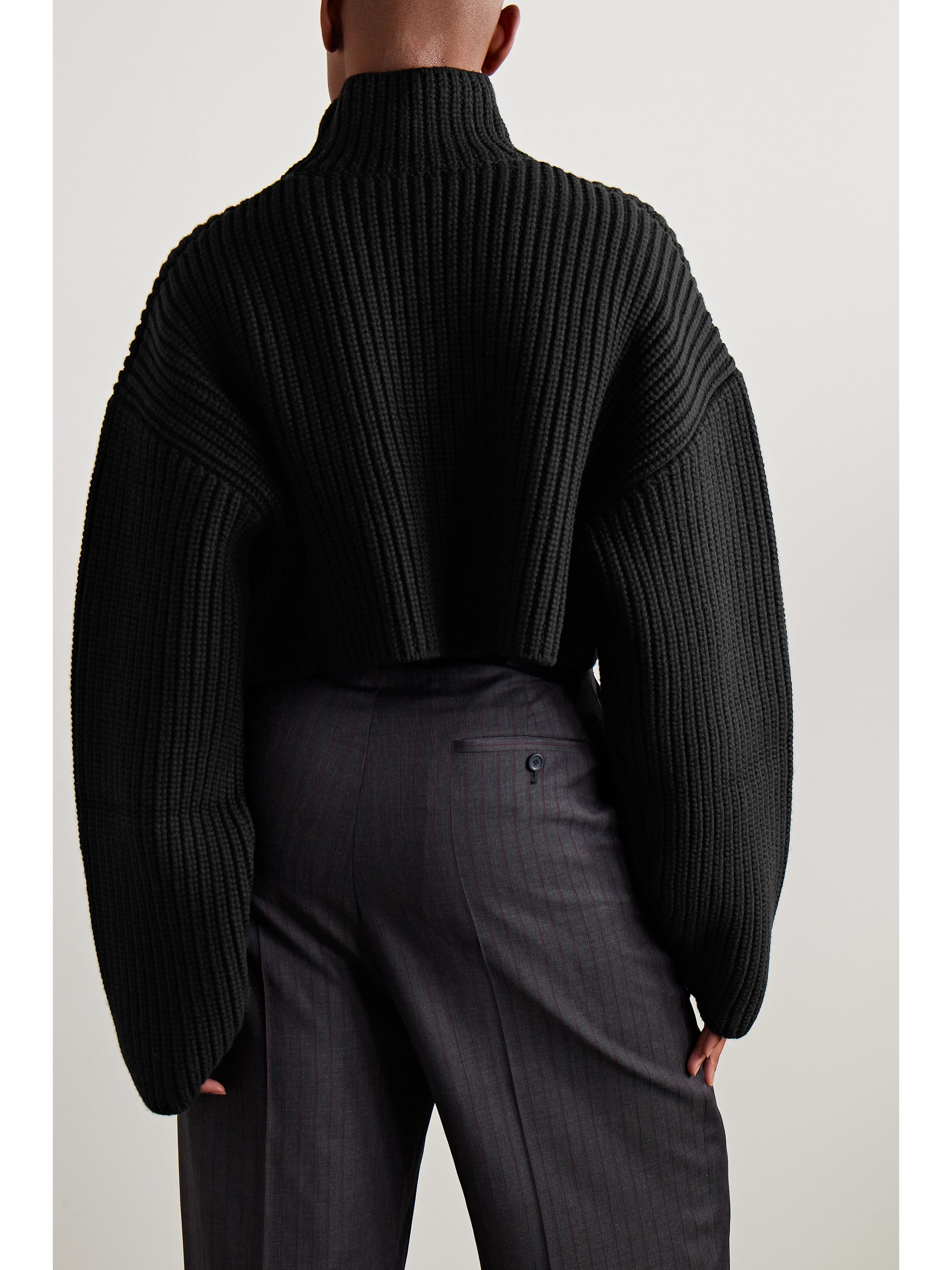 Balenciaga Oversized cropped ribbed wool-blend turtleneck sweater thumbnail