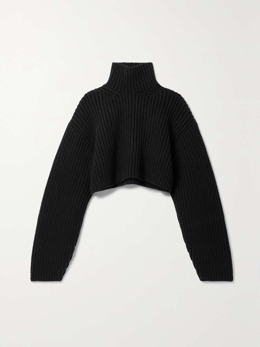 Balenciaga Oversized Cropped Ribbed Wool-blend Turtleneck Sweater