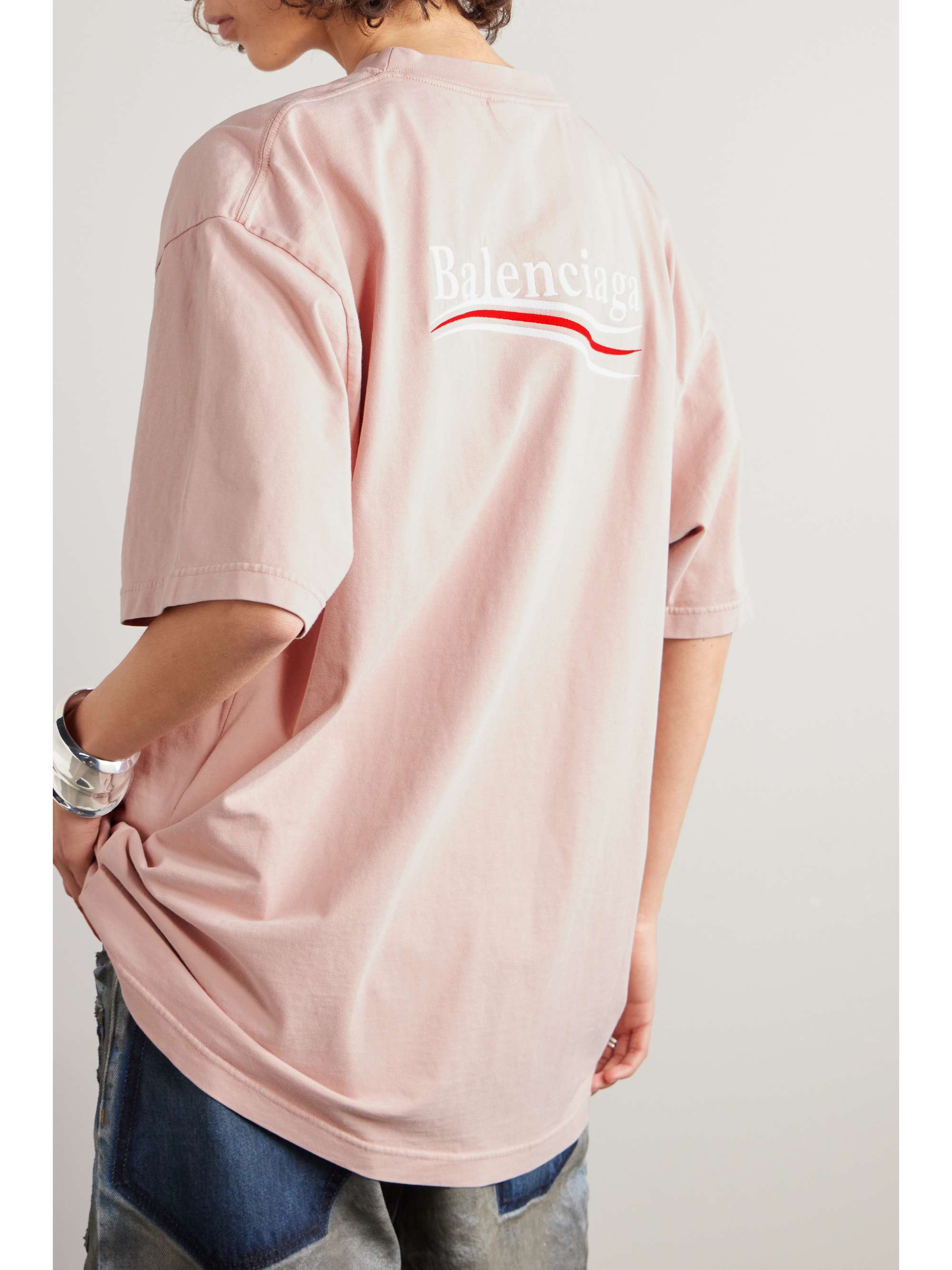 BALENCIAGA Oversized embroidered cotton-jersey T-shirt