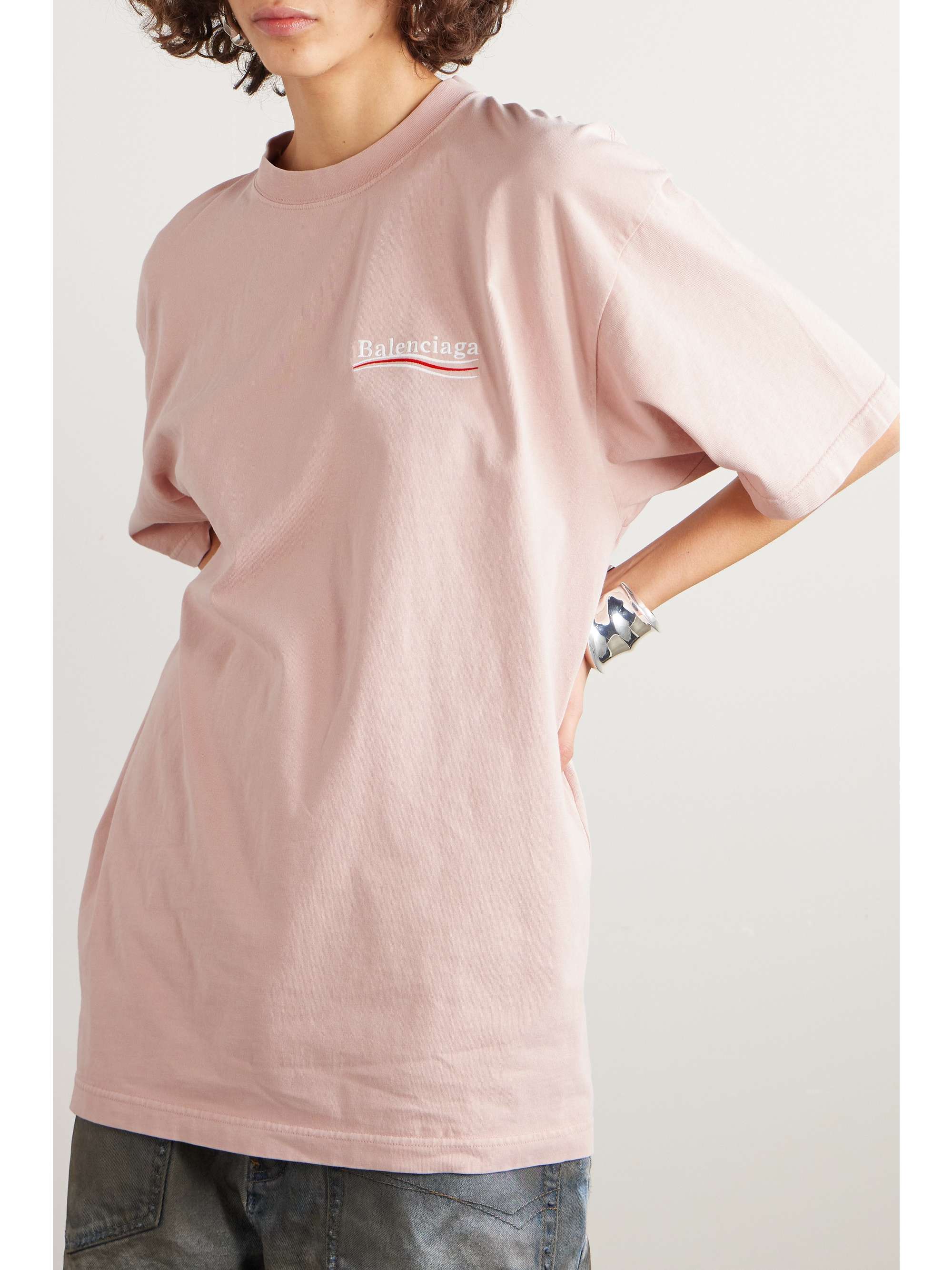 BALENCIAGA Oversized embroidered cotton-jersey T-shirt