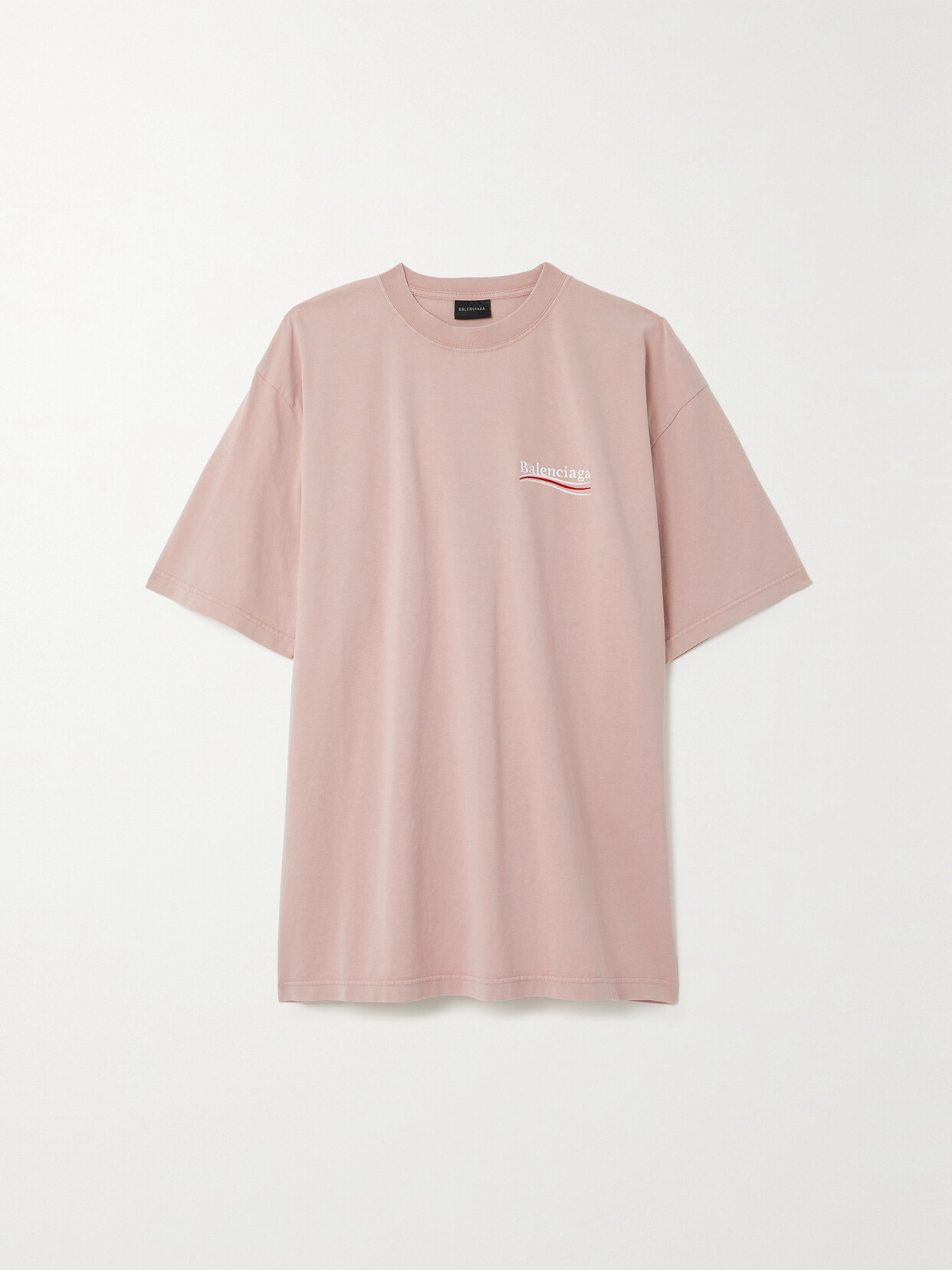 Shop Balenciaga Oversized Embroidered Cotton-jersey T-shirt In Pink