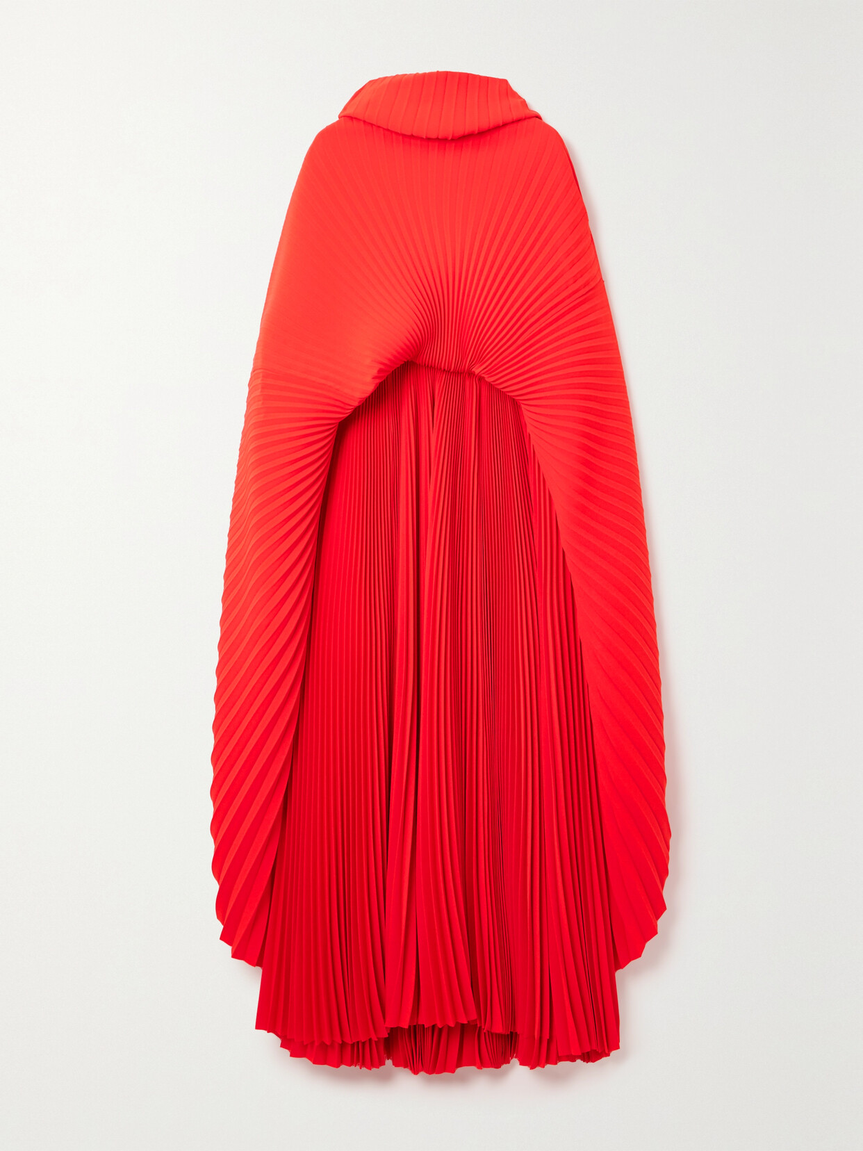 Balenciaga Draped Plissé-crepe Midi Dress In Red