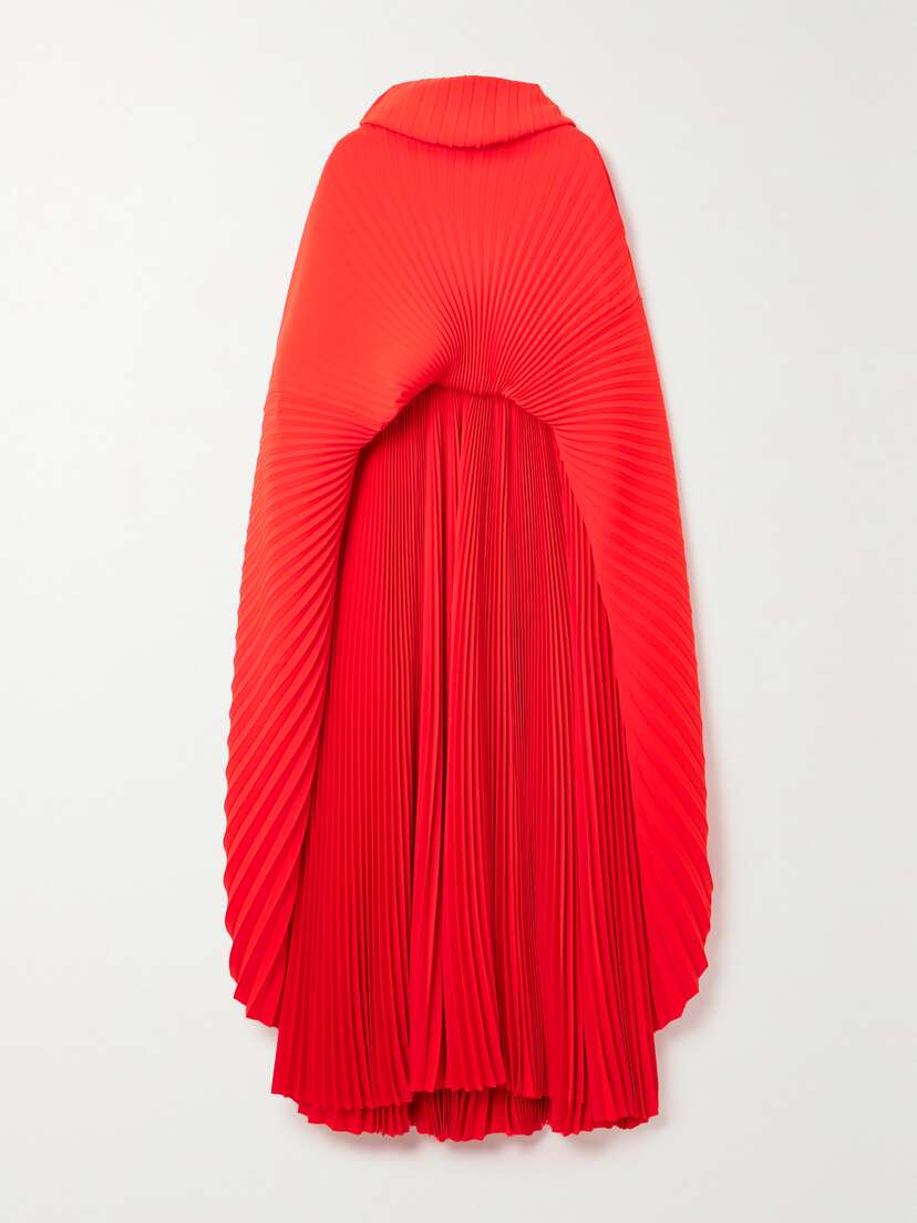 Balenciaga Draped Plissé-crepe Midi Dress
