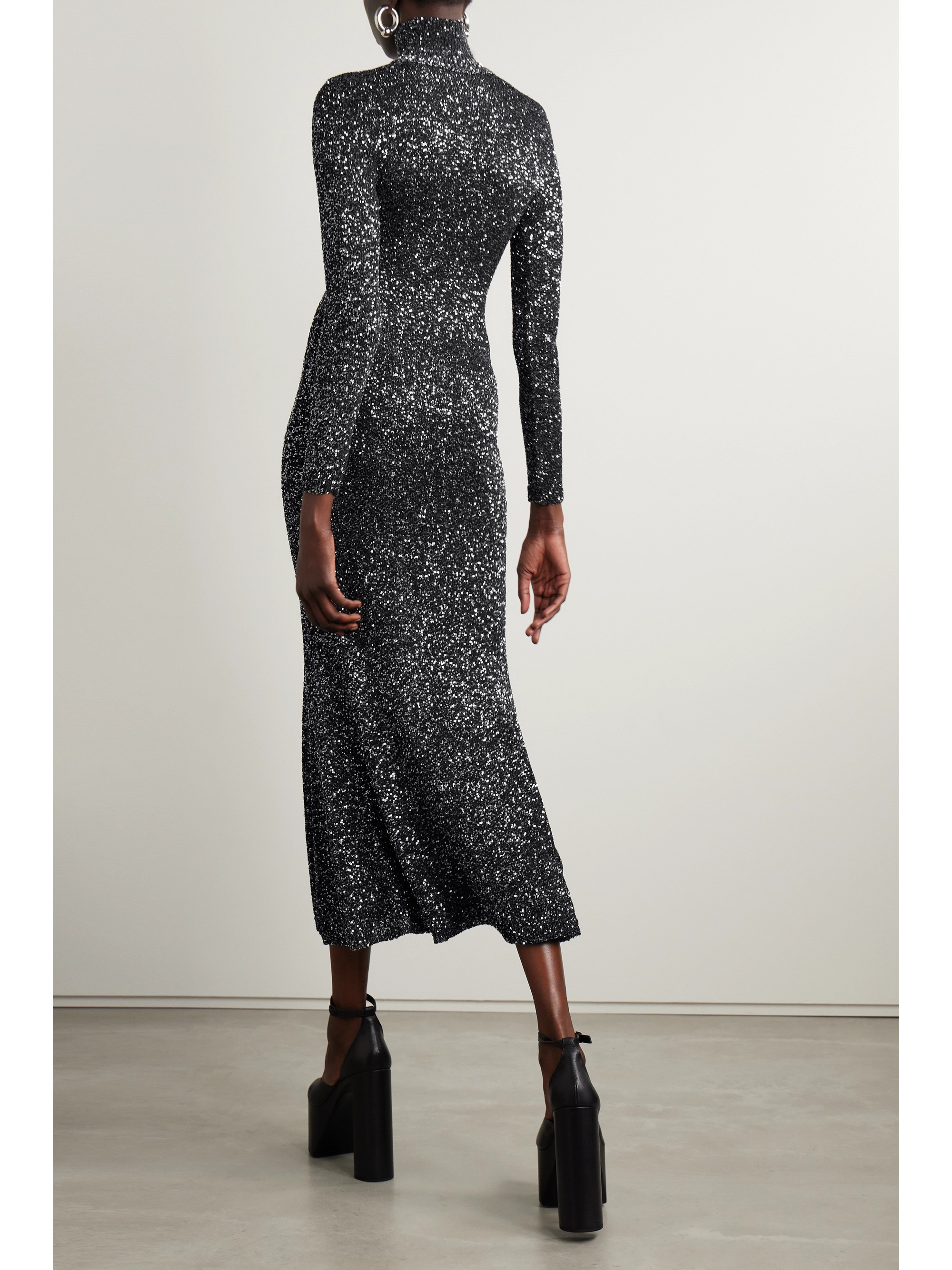 Balenciaga Sequined stretch-knit turtleneck maxi dress