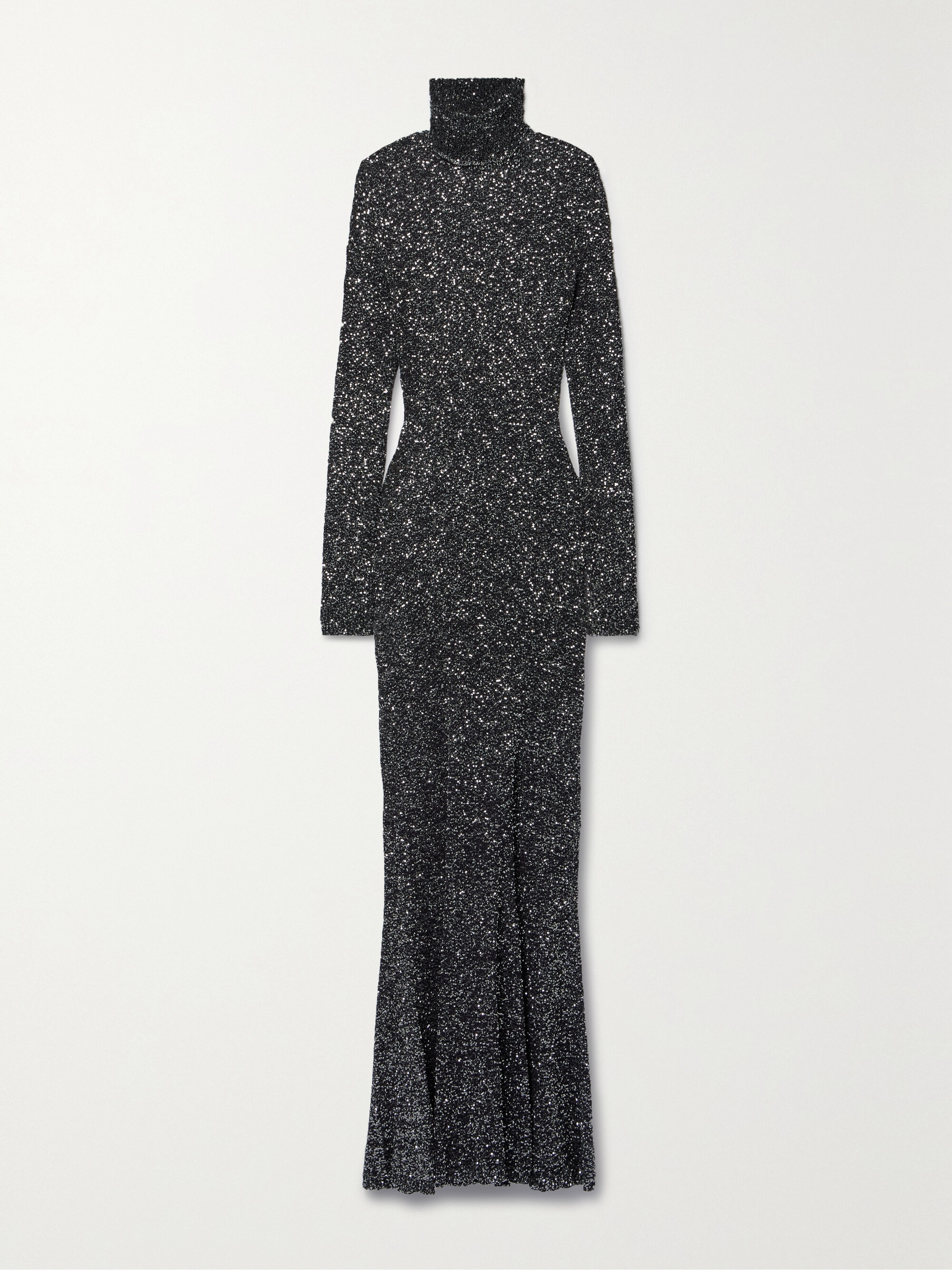 Balenciaga Sequined stretch-knit turtleneck maxi dress
