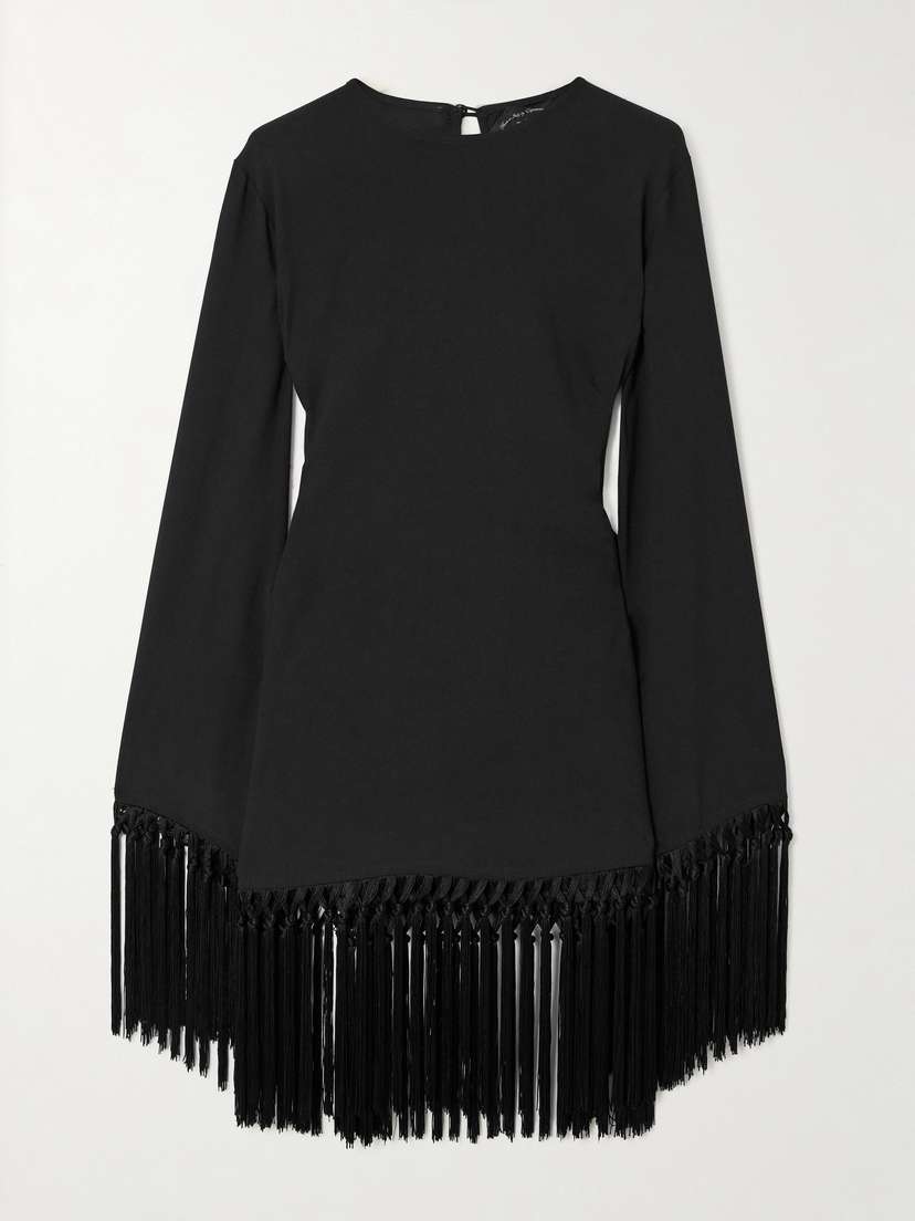 Taller Marmo Claudia Fringed Crepe Mini Dress