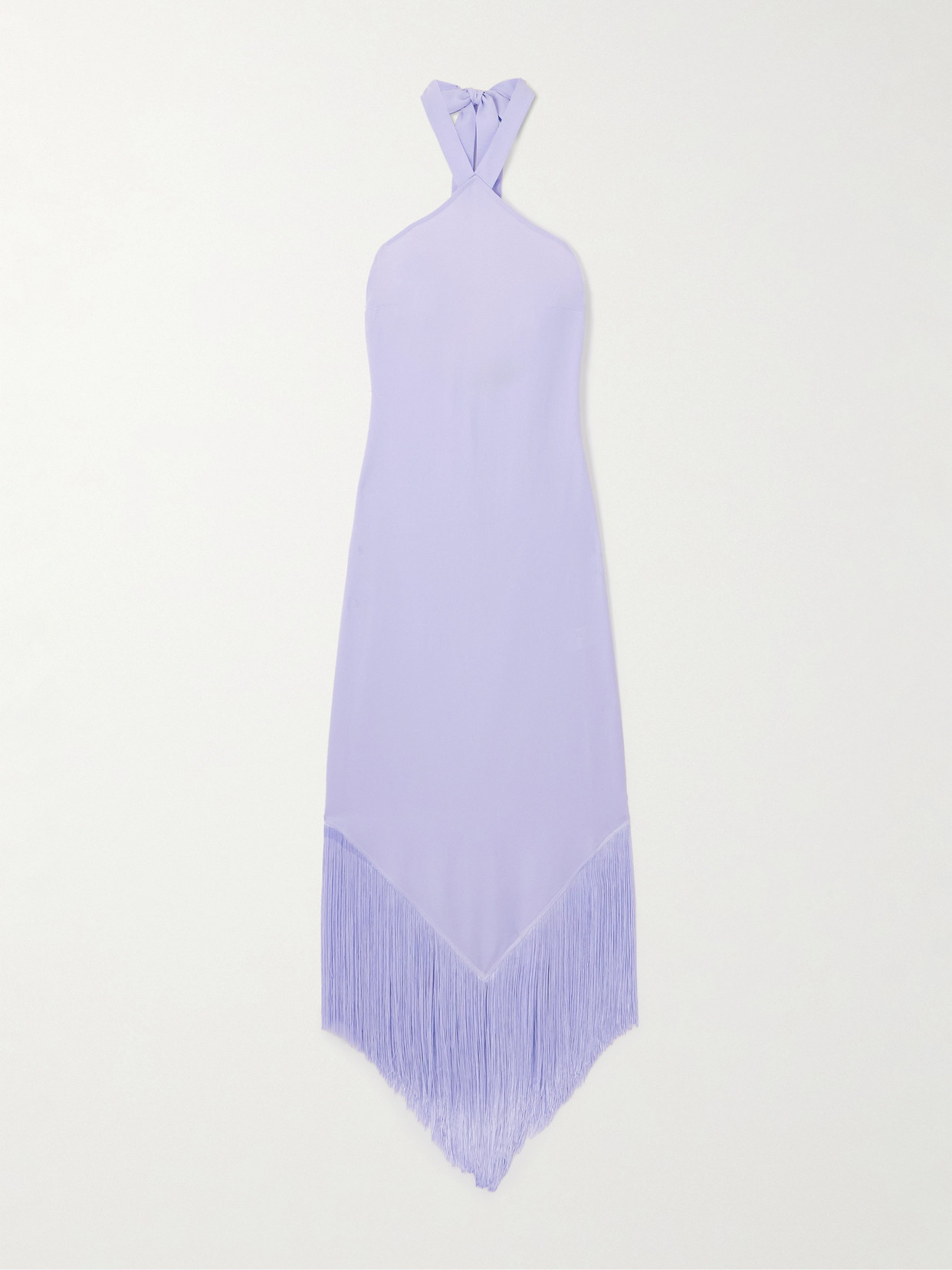 Taller Marmo Halterneck Fringed Maxi Dress In Purple