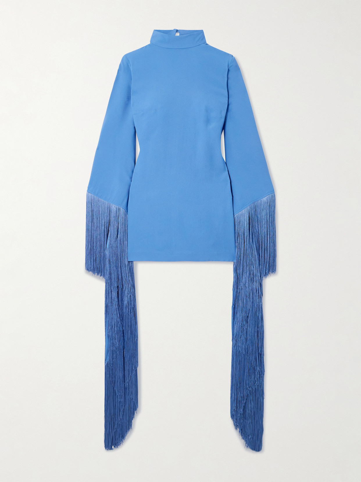 Taller Marmo Del Mar Fringed Cady Mini Dress In Blue