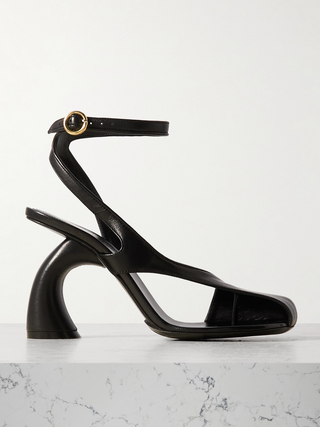 Shop Dries Van Noten Cutout Leather Sandals In Black