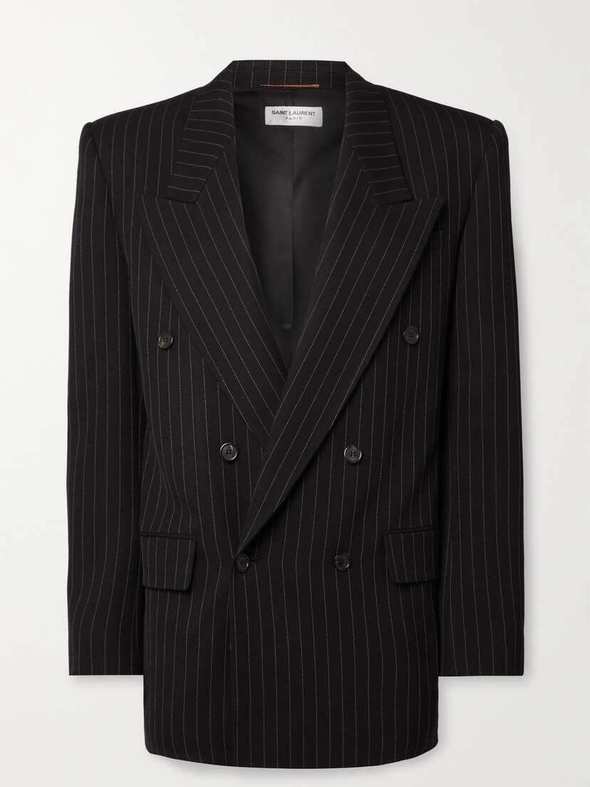 Saint Laurent Double-breasted Pinstriped Wool-blend Blazer
