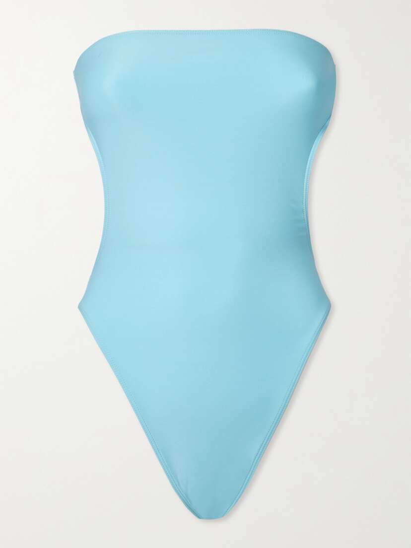 Saint Laurent Strapless Cutout Open-back Swimsuit