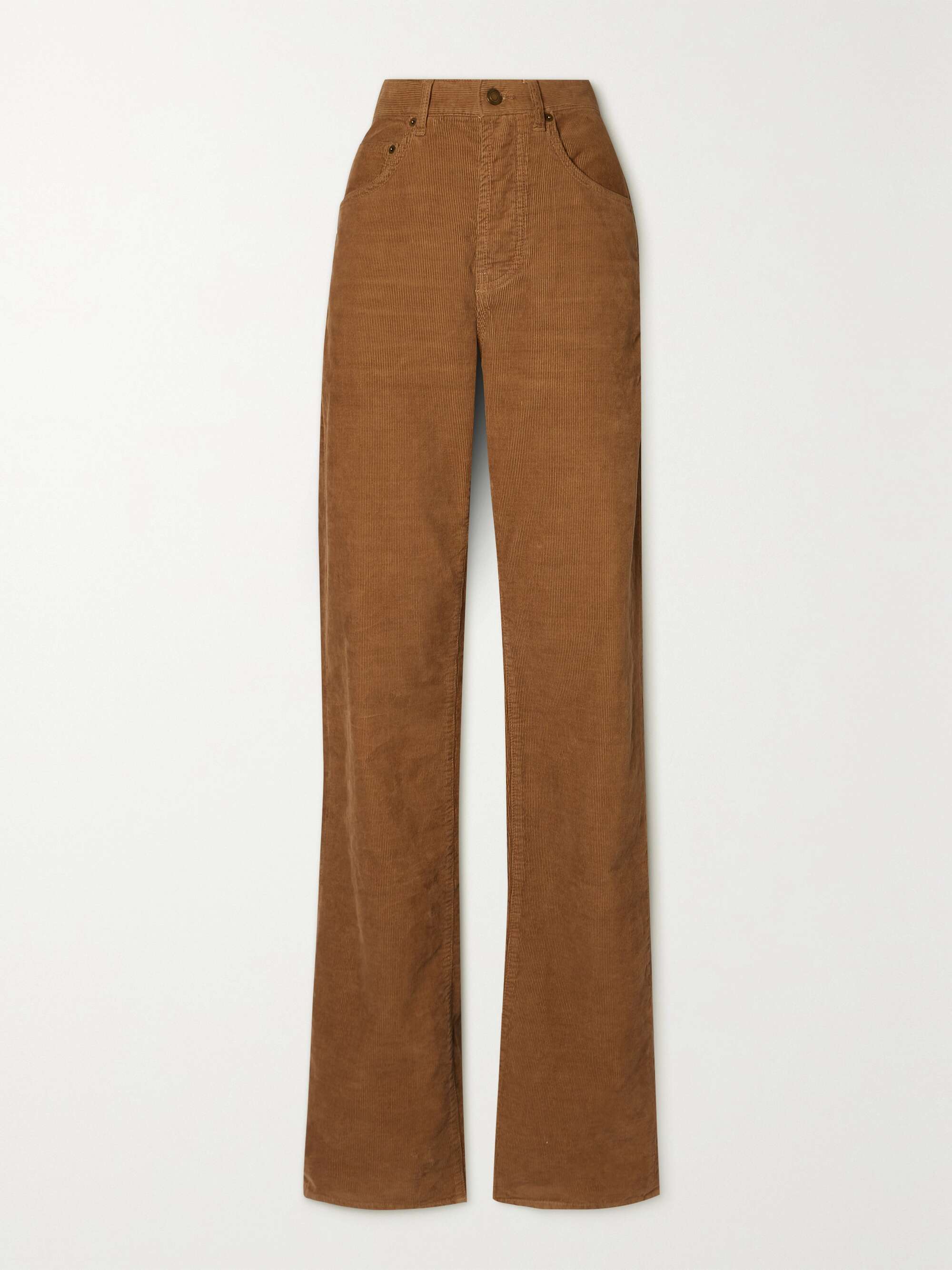 Cotton-corduroy high-rise wide-leg pants